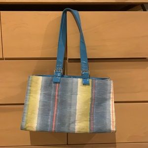 Blue and Yellow Rainbow Striped Tote Bag